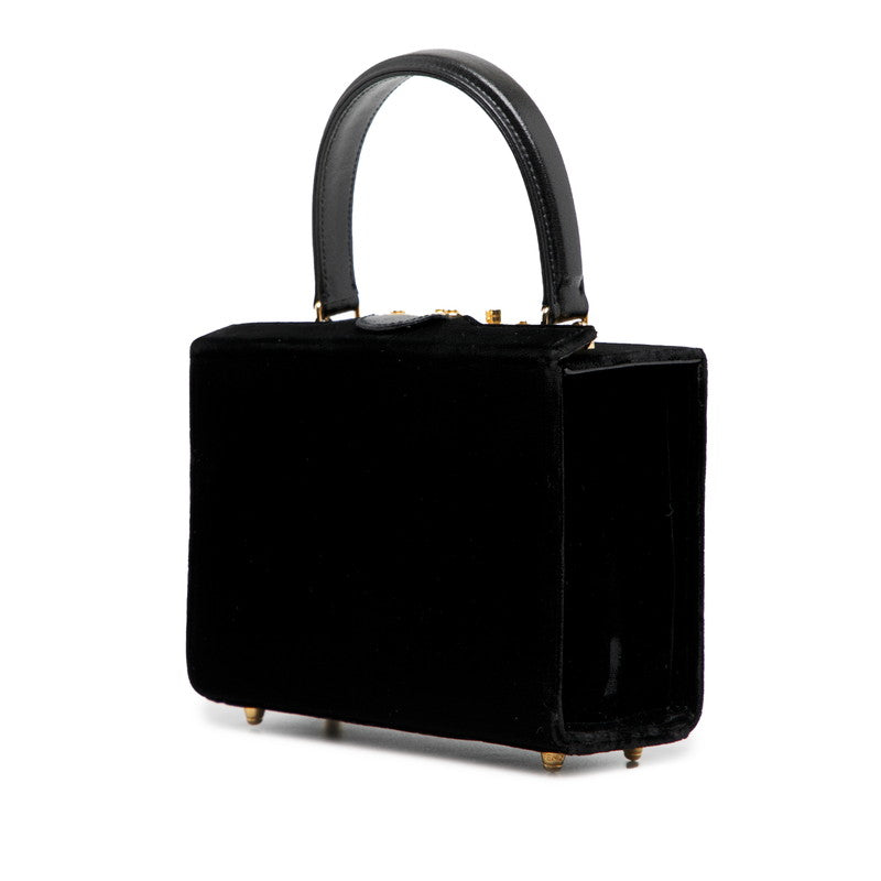 フェンディ スクエアバッグ ハンドバッグ ブラック ベロア レザー レディース FENDI 【中古】