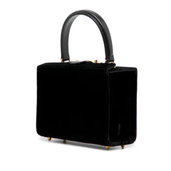 フェンディ スクエアバッグ ハンドバッグ ブラック ベロア レザー レディース FENDI 【中古】