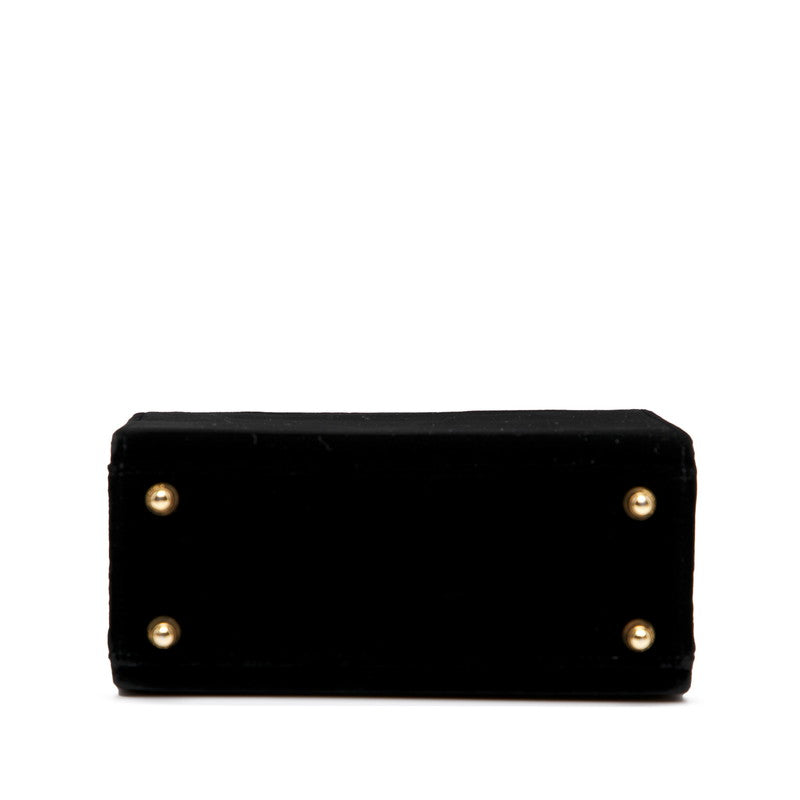 フェンディ スクエアバッグ ハンドバッグ ブラック ベロア レザー レディース FENDI 【中古】