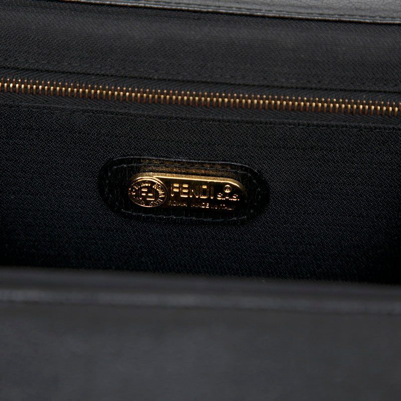 フェンディ スクエアバッグ ハンドバッグ ブラック ベロア レザー レディース FENDI 【中古】