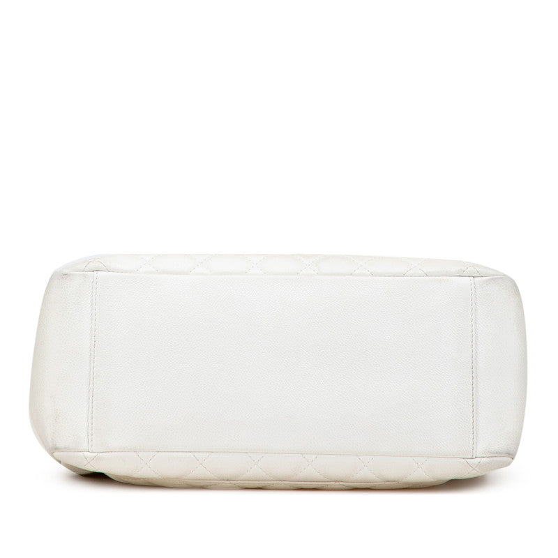 シャネル マトラッセ ココマーク チェーン トートバッグ ショルダーバッグ ホワイト キャビアスキン レディース CHANEL 【中古】