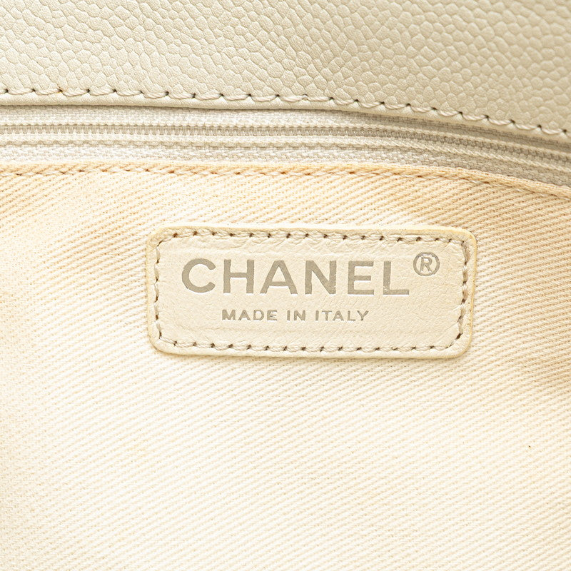 シャネル マトラッセ ココマーク チェーン トートバッグ ショルダーバッグ ホワイト キャビアスキン レディース CHANEL 【中古】