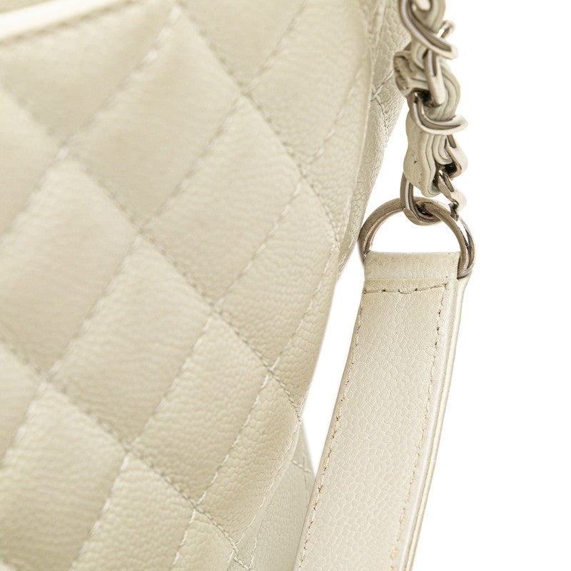 シャネル マトラッセ ココマーク チェーン トートバッグ ショルダーバッグ ホワイト キャビアスキン レディース CHANEL 【中古】