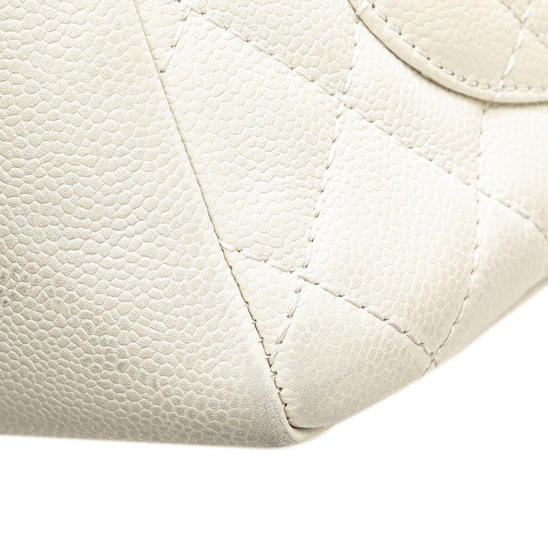 シャネル マトラッセ ココマーク チェーン トートバッグ ショルダーバッグ ホワイト キャビアスキン レディース CHANEL 【中古】