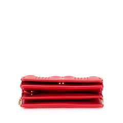 バーバリー ロゴ チェーン ショルダーウォレット レッド レザー レディース BURBERRY 【中古】