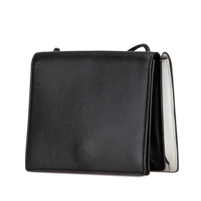 サンローラン 斜め掛け ミニ ショルダーバッグ ブラック ホワイト レザー レディース SAINT LAURENT 【中古】
