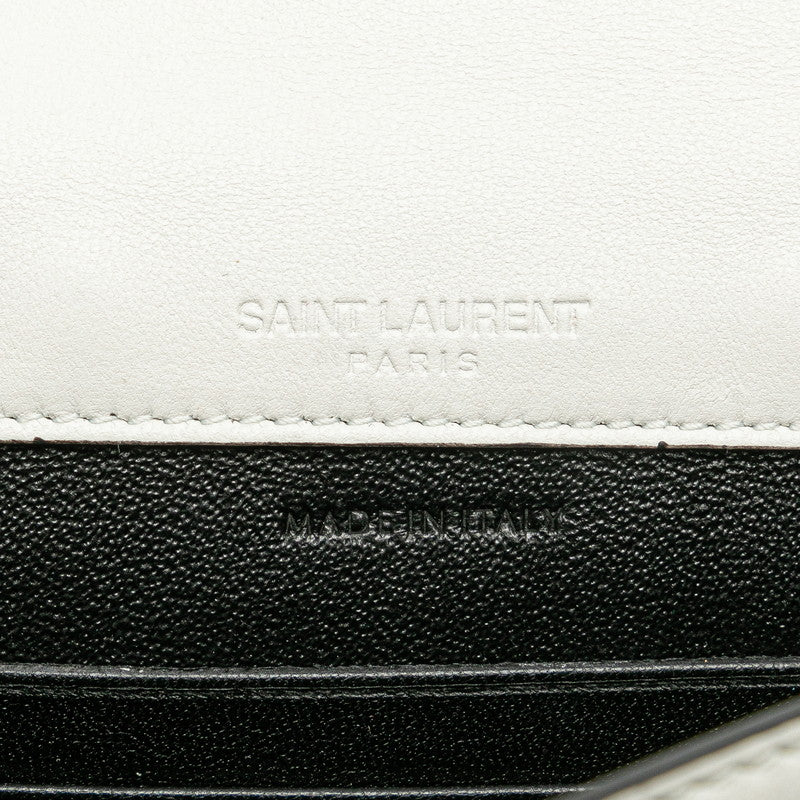 サンローラン 斜め掛け ミニ ショルダーバッグ ブラック ホワイト レザー レディース SAINT LAURENT 【中古】