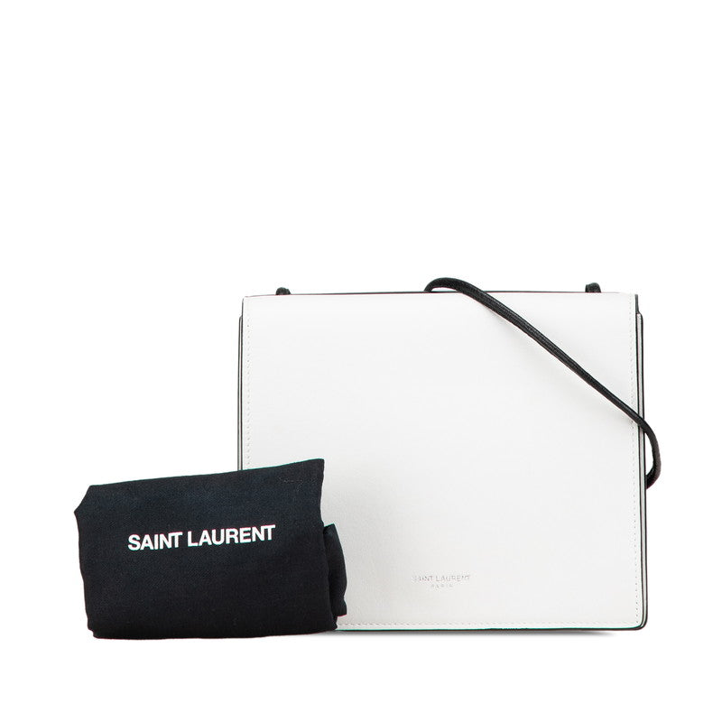 サンローラン 斜め掛け ミニ ショルダーバッグ ブラック ホワイト レザー レディース SAINT LAURENT 【中古】