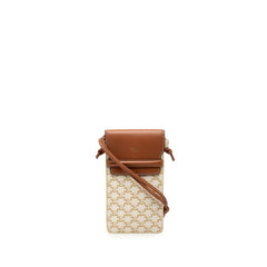 セリーヌ トリオンフ フォンポーチ ショルダーバッグ ホワイト ブラウン PVC レザー レディース CELINE 【中古】