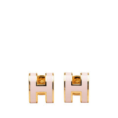 エルメス ポップアッシュ H ミニ スタッドピアス ピンク ゴールド メッキ レディース HERMES 【中古】