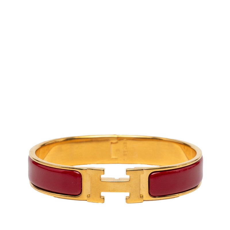 エルメス クリックH PM エナメルブレスレット レッド系 ゴールド メッキ レディース HERMES 【中古】
