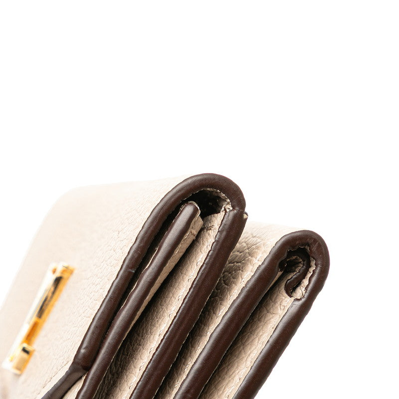 ルイ ヴィトン ポルトフォイユ ロックミニ 三つ折り財布 M69340 グレージュ レザー レディース LOUIS VUITTON 【中古】