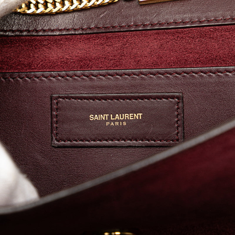 サンローラン ベティ チェーン ショルダーバッグ ワインレッド ボルドー ゴールド スウェード レザー レディース SAINT LAURENT 【中古】