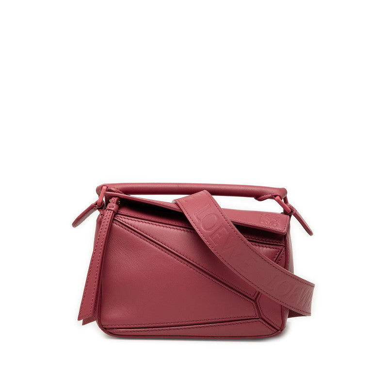 ロエベ アナグラム パズル ミニ ハンドバッグ 2WAY 斜め掛け ショルダーバッグ ピンク系 レザー レディース LOEWE 【中古】
