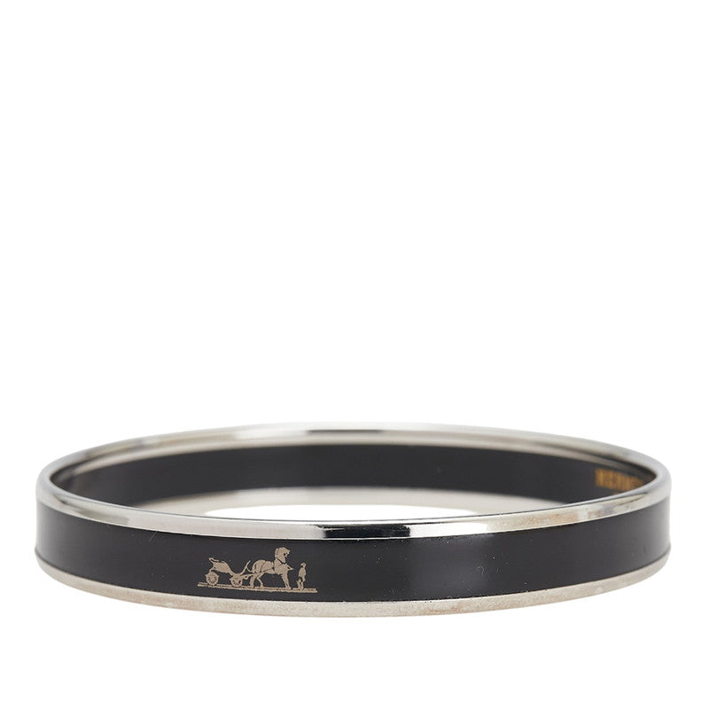 エルメス エマイユPM 馬車 ロゴ バングル シルバー ブラック メタル レディース HERMES 【中古】