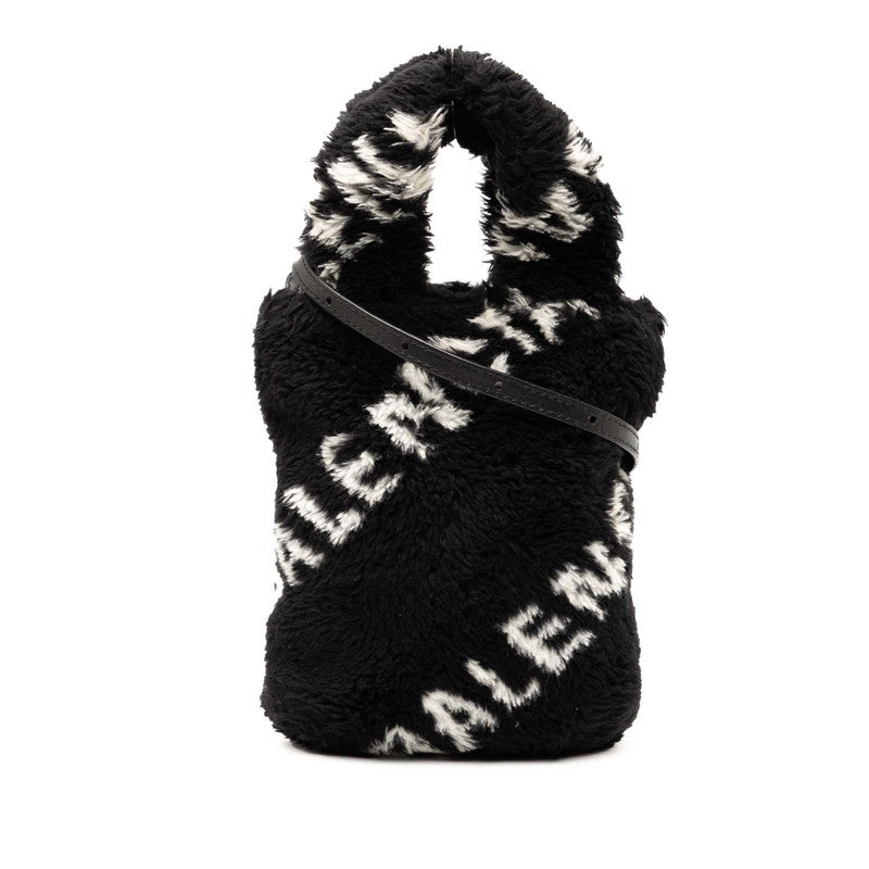 バレンシアガ エブリデイ ハンドバッグ ショルダーバッグ 596564 ブラック フェイクファー レザー レディース BALENCIAGA 【中古】