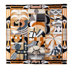 エルメス カレ90 Parade en Fanfare パラード アン ファンファーレ スカーフ ブラウン マルチカラー シルク レディース HERMES 【中古】