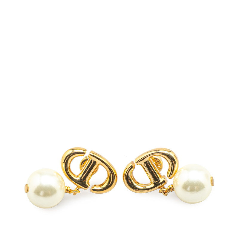 ディオール ロゴ パール ピアス ゴールド メッキ レディース Dior 【中古】