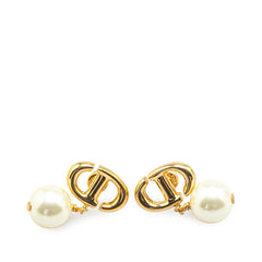 ディオール ロゴ パール ピアス ゴールド メッキ レディース Dior 【中古】