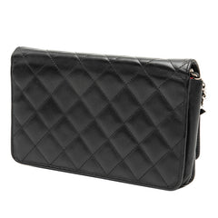 シャネル カンボンライン ココマーク チェーン ウォレット ショルダーバッグ ブラック ラムスキン レディース CHANEL 【中古】
