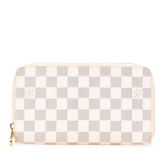 ルイ ヴィトン ダミエ ジッピー オーガナイザー ラウンドファスナー 長財布 N60012 アズール PVC レザー レディース LOUIS VUITTON 中古