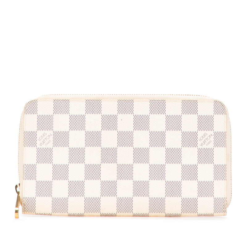 ルイ ヴィトン ダミエ ジッピー オーガナイザー ラウンドファスナー 長財布 N60012 アズール PVC レザー レディース LOUIS VUITTON 【中古】
