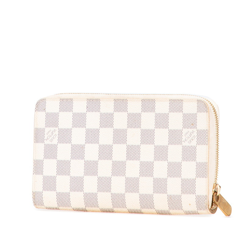 ルイ ヴィトン ダミエ ジッピー オーガナイザー ラウンドファスナー 長財布 N60012 アズール PVC レザー レディース LOUIS VUITTON 【中古】