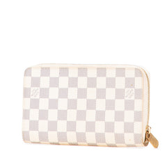 ルイ ヴィトン ダミエ ジッピー オーガナイザー ラウンドファスナー 長財布 N60012 アズール PVC レザー レディース LOUIS VUITTON 【中古】