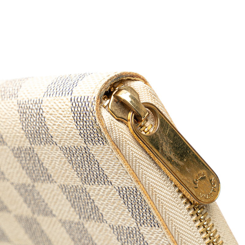 ルイ ヴィトン ダミエ ジッピー オーガナイザー ラウンドファスナー 長財布 N60012 アズール PVC レザー レディース LOUIS VUITTON 【中古】