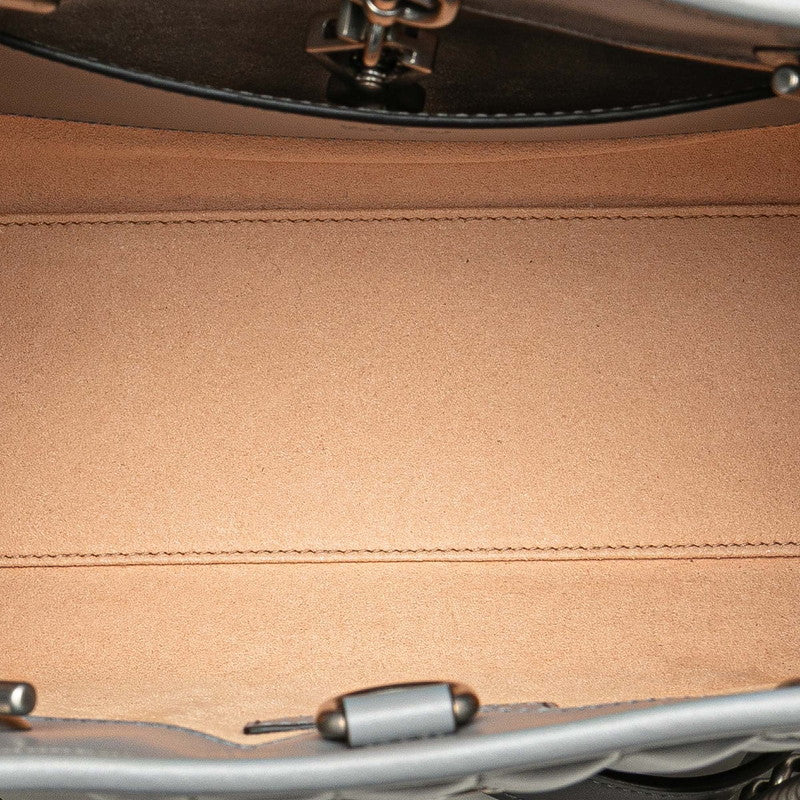 グッチ GGマーモント チェーンショルダーバッグ トートバッグ 681483 グレー系 レザー レディース GUCCI 【中古】