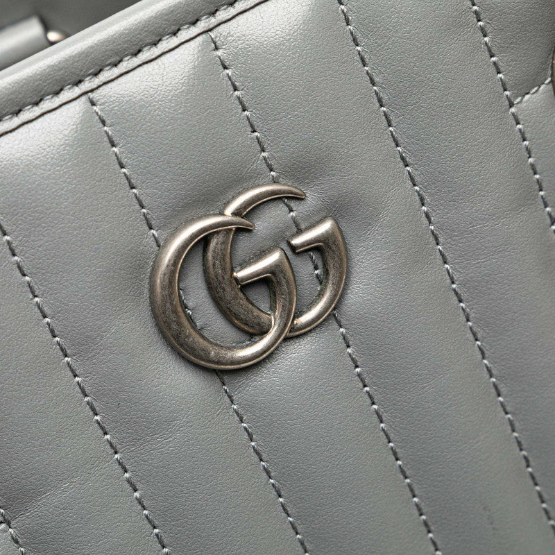 グッチ GGマーモント チェーンショルダーバッグ トートバッグ 681483 グレー系 レザー レディース GUCCI 【中古】
