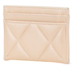 シャネル ココマーク マトラッセ カードケース パスケース ベージュ ラムスキン レディース CHANEL 【中古】