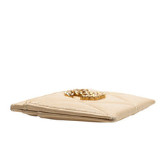 シャネル ココマーク マトラッセ カードケース パスケース ベージュ ラムスキン レディース CHANEL 【中古】