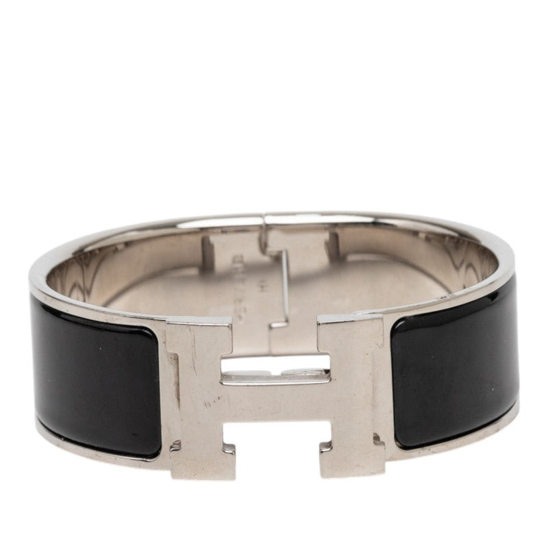 エルメス クリッククラックH PM ブレスレット シルバー ブラック メタル エナメル レディース HERMES 【中古】