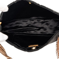 プラダ 三角ロゴプレート チェーン ショルダーバッグ ブラック ゴールド ナイロン レザー レディース PRADA 【中古】