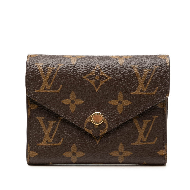ルイ ヴィトン モノグラム ポルトフォイユ ヴィクトリーヌ 三つ折り財布 M86900 ブラウン PVC レディース LOUIS VUITTON 中古