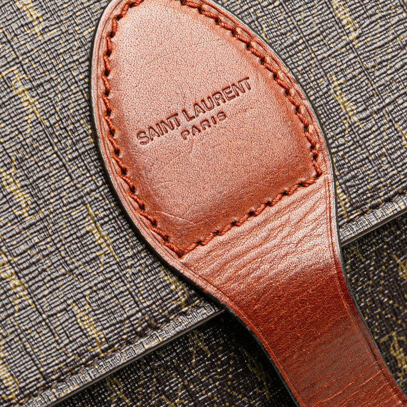 サンローラン YSL モノグラム ショルダーバッグ 668582 ブラウン PVC レザー レディース SAINT LAURENT 【中古】
