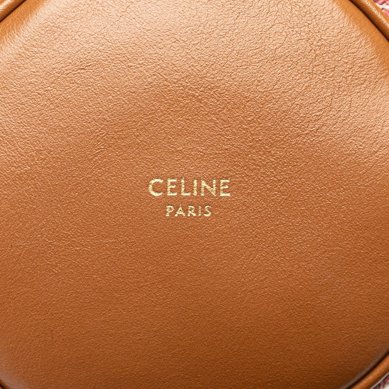 セリーヌ トリオンフ ショルダーバッグ ベージュ レッド ブラウン キャンバス レザー レディース CELINE 【中古】