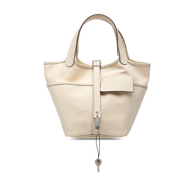 エルメス ピコタンロックPM カーゴ ハンドバッグ ナタ ホワイト系 ヴォースイフト トワルアッシュ レディース HERMES 【中古】
