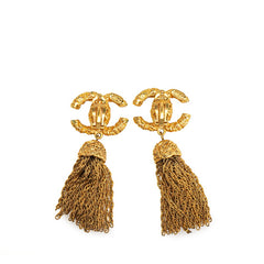 シャネル ヴィンテージ 溶岩 ヨウガン ココマーク フリンジ イヤリング ゴールド メッキ レディース CHANEL 【中古】