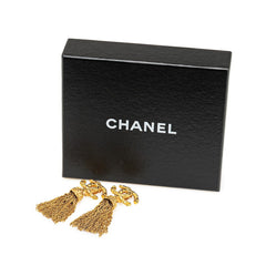 シャネル ヴィンテージ 溶岩 ヨウガン ココマーク フリンジ イヤリング ゴールド メッキ レディース CHANEL 【中古】