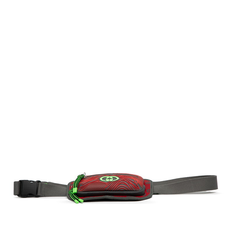 グッチ GGナイロン ベルトバッグ ボディバッグ ウエストバッグ 752102 グレー レッド ナイロン ラバー レディース GUCCI 【中古】