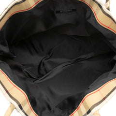 バーバリー ノバチェック トートバッグ ベージュ キャンバス レディース BURBERRY 中古