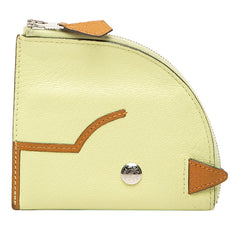 エルメス パドック コインケース 小銭入れ ミニ財布 イエロー系 ブラウン シェーブル レディース HERMES 【中古】