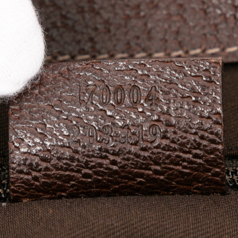 グッチ GGキャンバス アビーライン ハンドバッグ トートバッグ 170004 ベージュ ブラウン キャンバス レザー レディース GUCCI 【中古】
