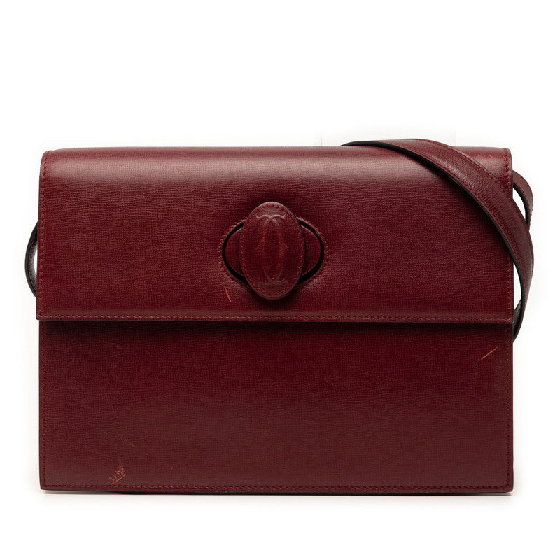 カルティエ 斜め掛け ショルダーバッグ ワインレッド ボルドー レザー レディース CARTIER 【中古】