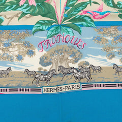 エルメス カレ65 TROPIQUES トロピック スカーフ ブルー マルチカラー シルク レディース HERMES 【中古】
