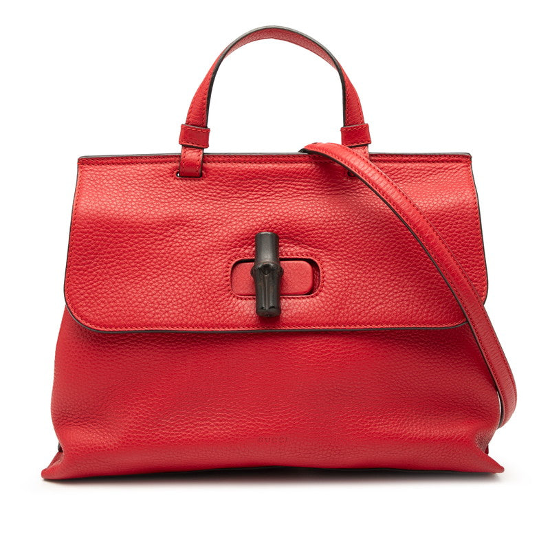 グッチ バンブー デイリー ハンドバッグ ショルダーバッグ 2WAY 392013 レッド レザー レディース GUCCI 【中古】