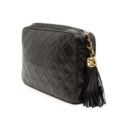 シャネル マトラッセ ココマーク タッセル チェーン ショルダーバッグ ブラック ゴールド ラムスキン レディース CHANEL 【中古】