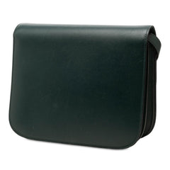 セリーヌ クラシック ボックス ミディアム 斜め掛け ショルダーバッグ グリーン レザー レディース CELINE 【中古】